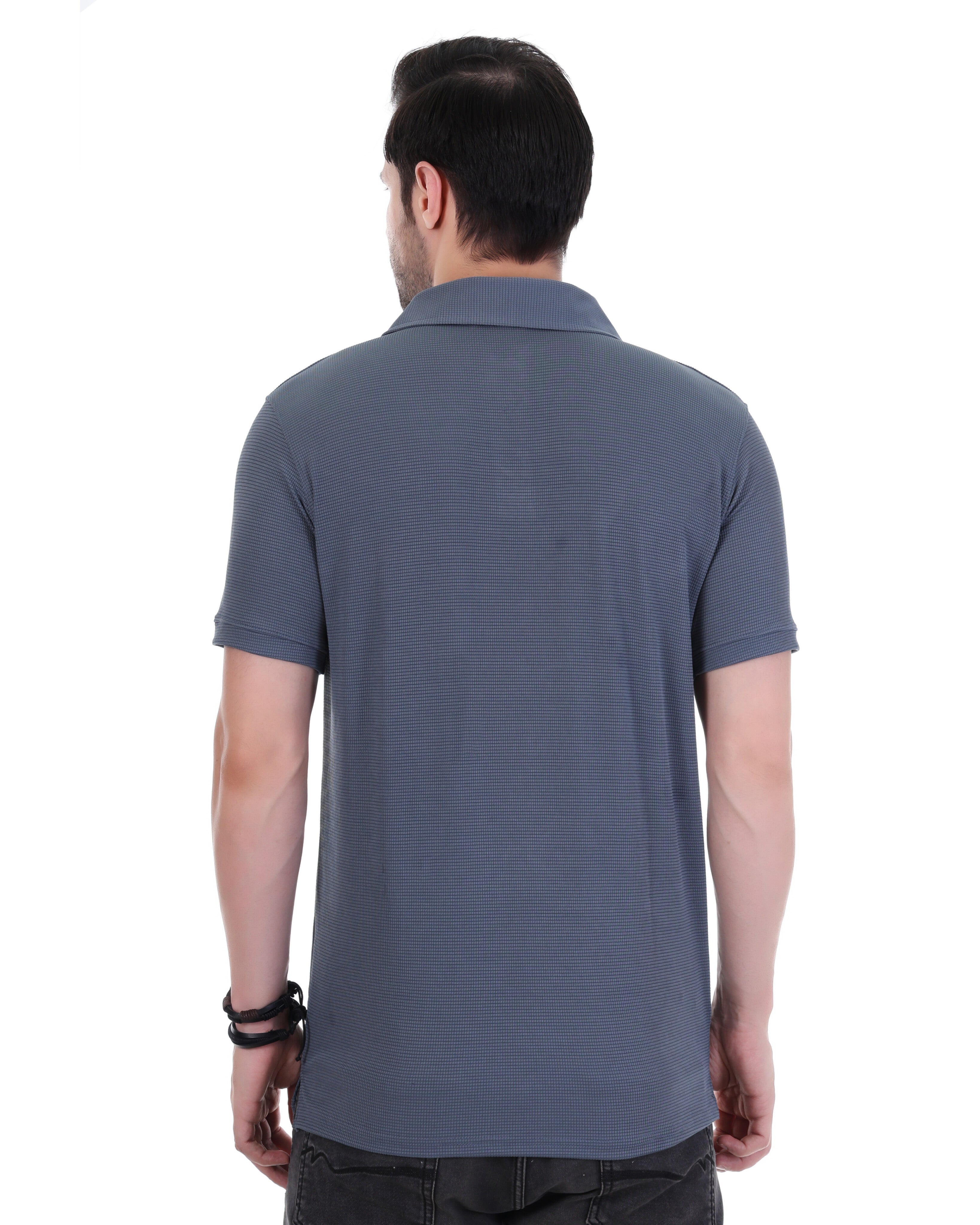 Men's Stylish Grey Polo T-Shirt with Embroidered Logo